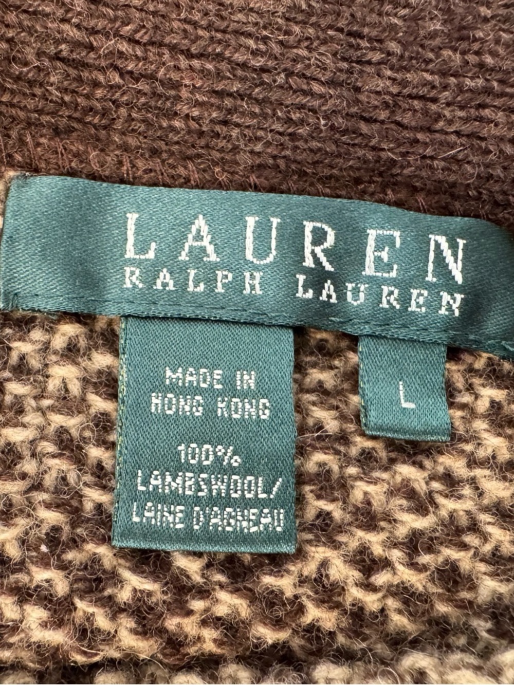 Lauren Ralph Lauren 100% Lambswool Midi Skirt Brown Tweed Old Money Luxury Lrg - Picture 5 of 6